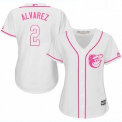 Womens Majestic Baltimore Orioles 2 Pedro Alvarez Replica White Fashion Cool Base MLB Jersey 