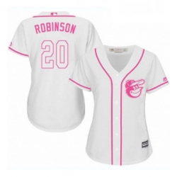 Womens Majestic Baltimore Orioles 20 Frank Robinson Replica White Fashion Cool Base MLB Jersey