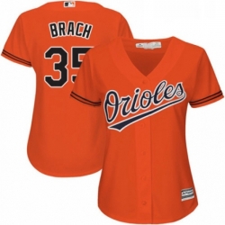 Womens Majestic Baltimore Orioles 35 Brad Brach Authentic Orange Alternate Cool Base MLB Jersey 