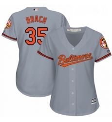 Womens Majestic Baltimore Orioles 35 Brad Brach Replica Grey Road Cool Base MLB Jersey 