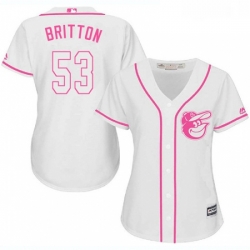 Womens Majestic Baltimore Orioles 53 Zach Britton Replica White Fashion Cool Base MLB Jersey