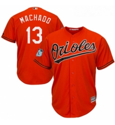 Youth Majestic Baltimore Orioles 13 Manny Machado Authentic Orange 2017 Spring Training Cool Base MLB Jersey