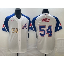 MLB Braves 54 Max Fried White City Connect Nike Cool Base Men Jersey