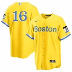 Men Boston Red Sox 16 Jarren Duran Gold City Connect Stitched Baseball Jersey