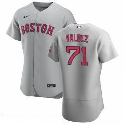 Men Boston Red Sox 71 Phillips Valdez Men Nike Gray Road 2020 Flex Base Team MLB Jersey