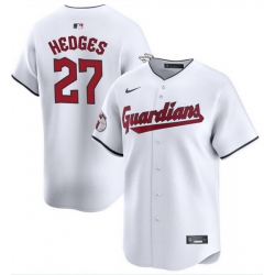 Men Cleveland Guardians 27 Austin Hedges White Cool Base Stitched Baseball Jersey