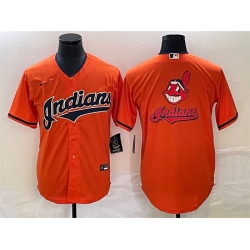 Men Cleveland Guardians Orange Team Big Logo Cool Base Stitched Jersey