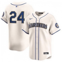 Men Mariners 24 Ken Griffey Jr  Cream Cool Base Jersey