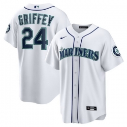 Men Mariners 24 Ken Griffey Jr  White Cool Base Jersey