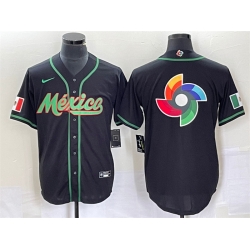 Men Mexico Baseball 2023 Black World Baseball Classic Team Big Logo Stitched Jerseys 1