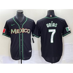 Men Mexico Baseball 7 Julio Ur EDas 2023 Black World Baseball With Patch Classic Stitched Jersey 1
