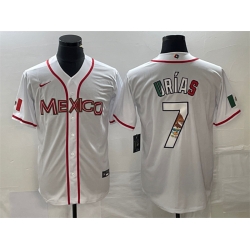 Men Mexico Baseball 7 Julio Ur EDas 2023 White World Baseball With Patch Classic Stitched Jersey 2