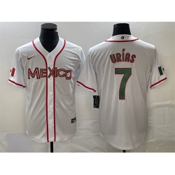 Men Mexico Baseball 7 Julio Ur EDas 2023 White World Baseball With Patch Classic Stitched Jersey 3