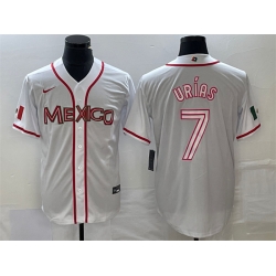 Men Mexico Baseball 7 Julio Ur EDas 2023 White World Baseball With Patch Classic Stitched Jersey 4