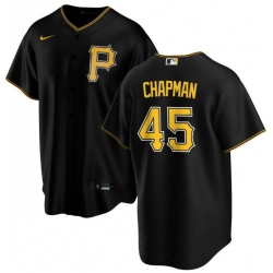 Men Pittsburgh Pirate Aroldis Chapman #45 Black Stitched Flex Base Stitched MLB jersey
