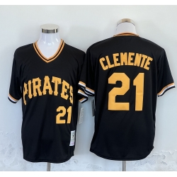Men Pittsburgh Pirates 21 Roberto Clemente Black Stitched Baseball Jersey