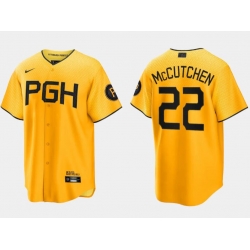 Men Pittsburgh Pirates 22 Andrew McCutchen Gold 2023 City Connect Stitched Jersey