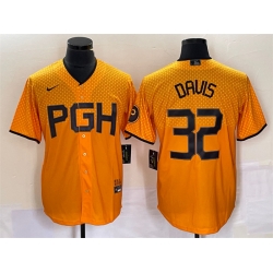 Men Pittsburgh Pirates 32 Henry Davis Gold 2023 City Connect Stitched Jersey
