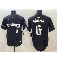 Men Pittsburgh Pirates  6 Konnor Griffin Black  Gothic Steel City Edition  Vapor Limited Stitched Baseball Jersey