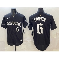 Men Pittsburgh Pirates  6 Konnor Griffin Black  Gothic Steel City Edition  Vapor Limited Stitched Baseball Jersey