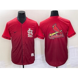 Men St  Louis Cardinals Red Big Team Logo In Back Cool Base Drift Edition Stitched Jersey