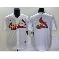 Men St  Louis Cardinals White Big Team Logo In Back Cool Base Stitched Jersey