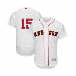 Mens Boston Red Sox 15 Dustin Pedroia White 2019 Gold Program Flex Base Authentic Collection Baseball Jersey