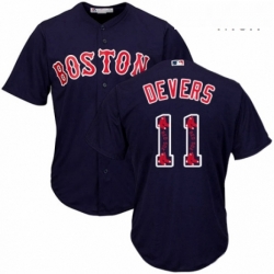 Mens Majestic Boston Red Sox 11 Rafael Devers Authentic Navy Blue Team Logo Fashion Cool Base MLB Jersey 