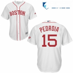 Mens Majestic Boston Red Sox 15 Dustin Pedroia Authentic White New Alternate Home Cool Base MLB Jersey