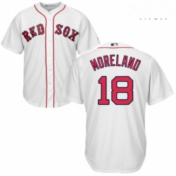 Mens Majestic Boston Red Sox 18 Mitch Moreland Replica White Home Cool Base MLB Jersey