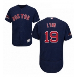 Mens Majestic Boston Red Sox 19 Fred Lynn Navy Blue Alternate Flex Base Authentic Collection 2018 World Series Jersey