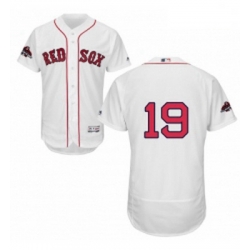 Mens Majestic Boston Red Sox 19 Fred Lynn White Home Flex Base Authentic Collection 2018 World Series Jersey