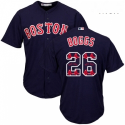 Mens Majestic Boston Red Sox 26 Wade Boggs Authentic Navy Blue Team Logo Fashion Cool Base MLB Jersey