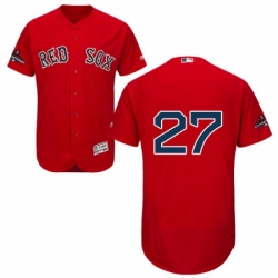 Mens Majestic Boston Red Sox 27 Carlton Fisk Red Alternate Flex Base Authentic Collection 2018 World Series Jersey