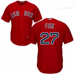 Mens Majestic Boston Red Sox 27 Carlton Fisk Replica Red Alternate Home Cool Base MLB Jersey