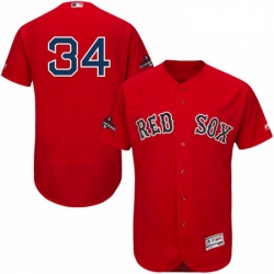 Mens Majestic Boston Red Sox 34 David Ortiz Red Alternate Flex Base Authentic Collection 2018 World Series Jersey 