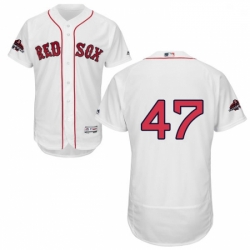 Mens Majestic Boston Red Sox 47 Tyler Thornburg White Home Flex Base Authentic Collection 2018 World Series Jersey