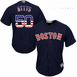 Mens Majestic Boston Red Sox 50 Mookie Betts Authentic Navy Blue USA Flag Fashion Road Cool Base MLB Jersey