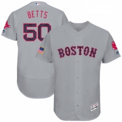 Mens Majestic Boston Red Sox 50 Mookie Betts Grey Stars amp Stripes Collection 2018 World Series Jersey Flex Base M