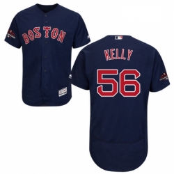 Mens Majestic Boston Red Sox 56 Joe Kelly Navy Blue Alternate Flex Base Authentic Collection 2018 World Series Jersey