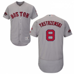 Mens Majestic Boston Red Sox 8 Carl Yastrzemski Grey Road Flex Base Authentic Collection 2018 World Series Jersey 