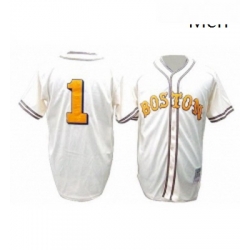 Mens Mitchell and Ness Boston Red Sox 1 Bobby Doerr Replica Cream Throwback MLB Jersey