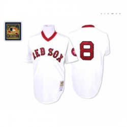 Mens Mitchell and Ness Boston Red Sox 8 Carl Yastrzemski Replica White Throwback MLB Jersey