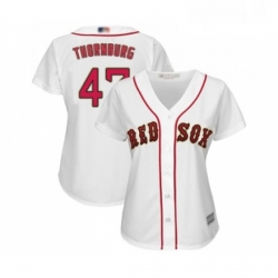 Womens Boston Red Sox 47 Tyler Thornburg Authentic White 2019 Gold Program Cool Base Baseball Jersey