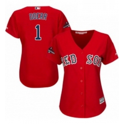 Womens Majestic Boston Red Sox 1 Bobby Doerr Authentic Red Alternate Home 2018 World Series Champions MLB Jersey