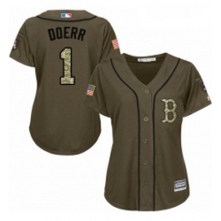 Womens Majestic Boston Red Sox 1 Bobby Doerr Replica Green Salute to Service MLB Jersey