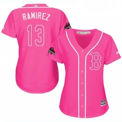 Womens Majestic Boston Red Sox 13 Hanley Ramirez Authentic Pink Fashion 2018 World Series Champions MLB Jersey