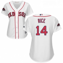 Womens Majestic Boston Red Sox 14 Jim Rice Authentic White Home 2018 World Series Champions MLB Jersey