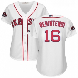 Womens Majestic Boston Red Sox 16 Andrew Benintendi Authentic White Home 2018 World Series Champions MLB Jersey