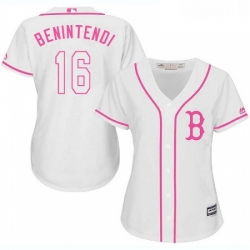 Womens Majestic Boston Red Sox 16 Andrew Benintendi Replica White Fashion MLB Jersey